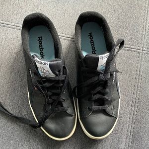 Reebok ladies shoes, black leather, white sole, size 7.5